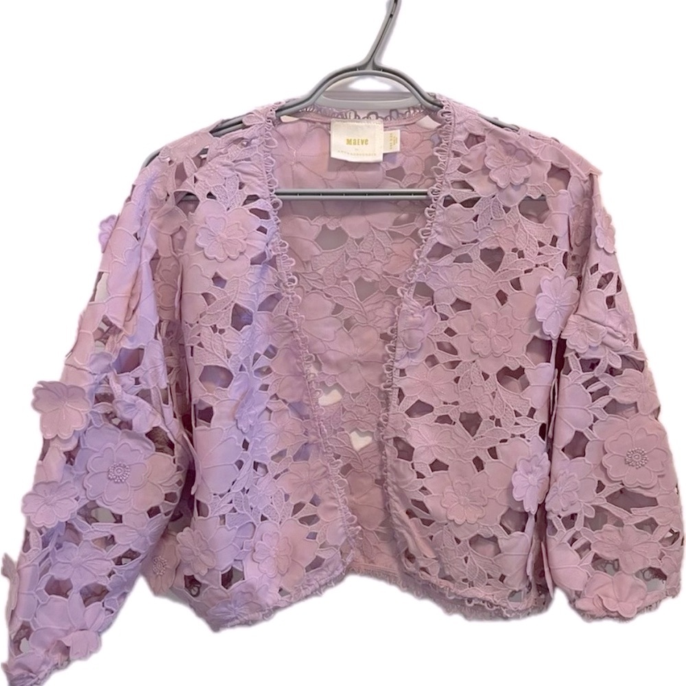 MAEVE ANTHROPOLOGIE Floral Appliqué Shrug